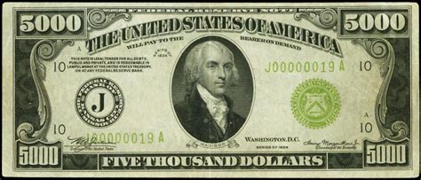 1934 Five Thousand Dollar Federal Reserve Note|World Banknotes & Coins ...