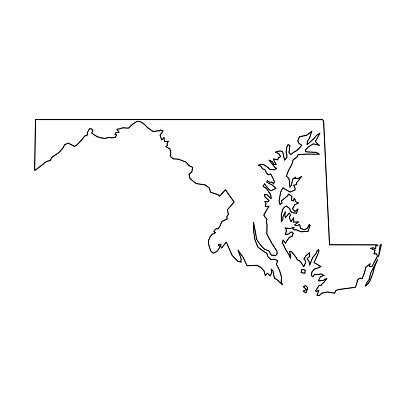 Maryland State Of Usa Solid Black Outline Map Of Country Area Simple ...