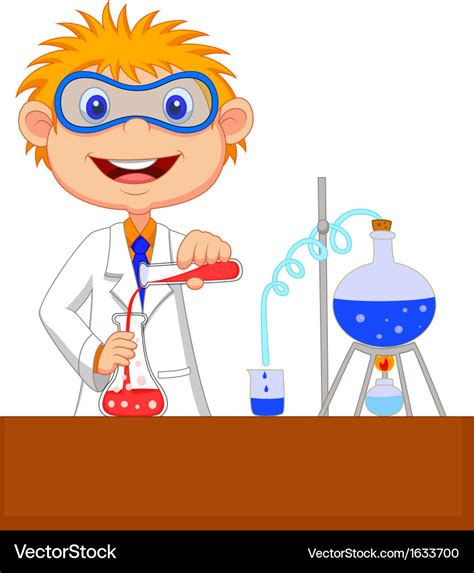 Boy cartoon doing chemical experiment Royalty Free Vector