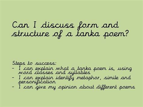 Tanka poems Can I discuss form and structure