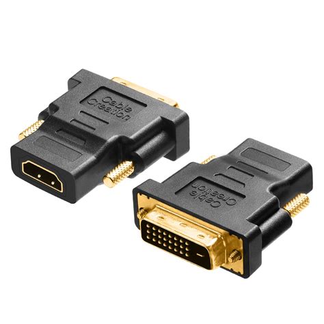 CableCreation DVI to HDMI, [2-Pack] Gold-Plated DVI to HDMI Adapter ...