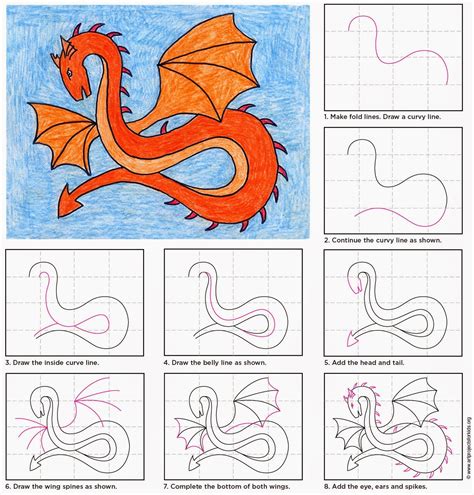 Art Projects for Kids: Draw a Spiked Dragon | Искусство с драконами ...