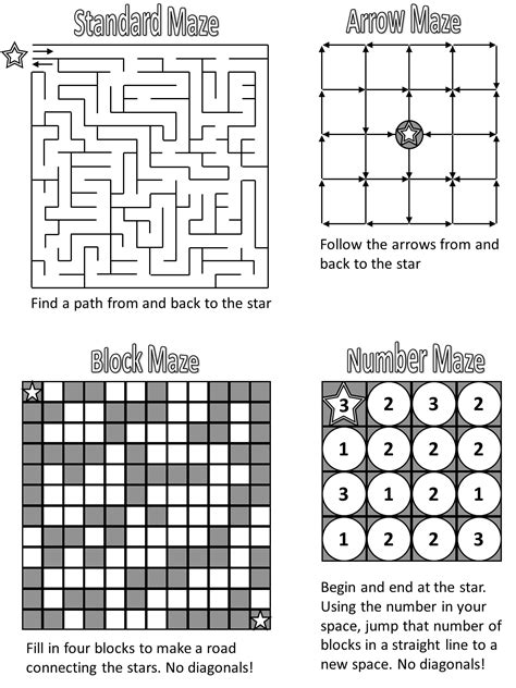 Maze Types Puzzles | Free Printable Puzzle Games