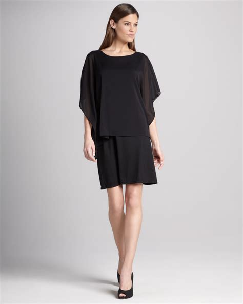 Lyst - Dkny Sheer Overlay Dress in Black