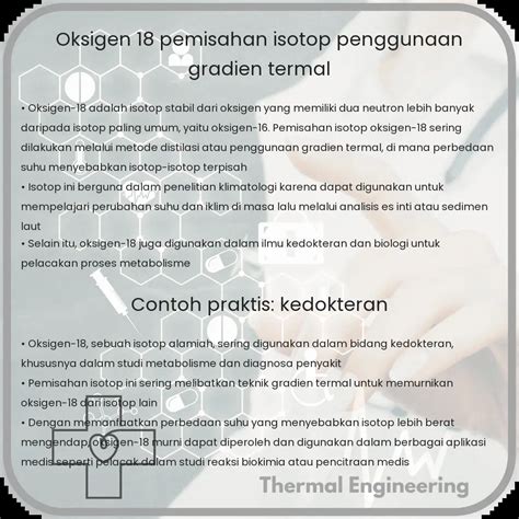 Oksigen-18 | Pemisahan Isotop, Penggunaan Gradien Termal