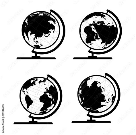 Vector set of 3D world map or globe, series 3 Stock Vector | Adobe Stock