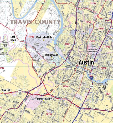 Greater Austin Metro Area Wall Map – Texas Map Store