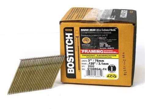 BOSTITCH Framing Nails, 28 Degree, Wire Weld, Galvanized, 3-Inch x .120 ...