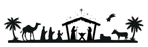 Christmas nativity scene with baby Jesus, Mary and Joseph in the manger ...