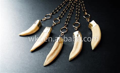 WT-N197 New Natural camel tooth necklace black onyx by WKTjewelry