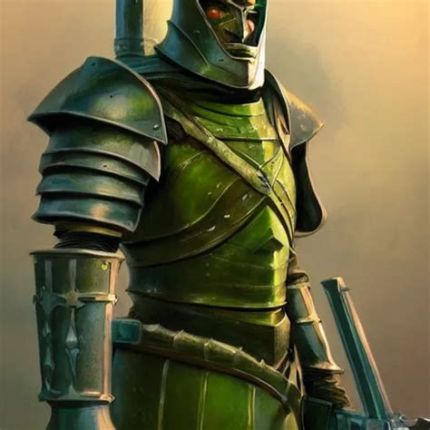 A green knight, armed with futuristic medieval | Stable Diffusion