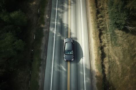 Premium AI Image | Aerial view of a car on the road