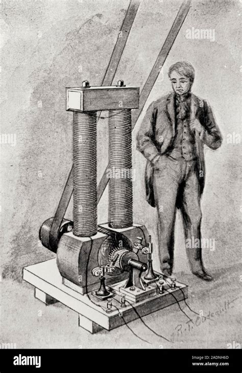 Dynamo. Engraving of a dynamo electricity generator designed by ...