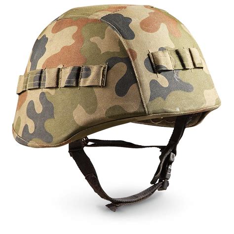 NATO Military Surplus Woodland Camo Helmet with Kevlar, Used - 231190 ...