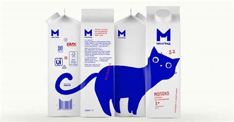 Designer Creates Adorable Milk Carton Packaging, Featuring a Blue Cat