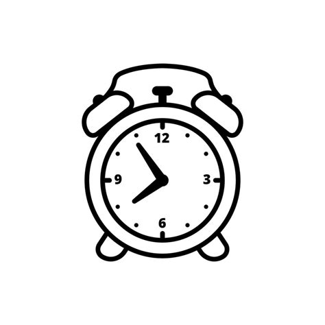 Alarm clock vector illustration with black and white design on isolated ...