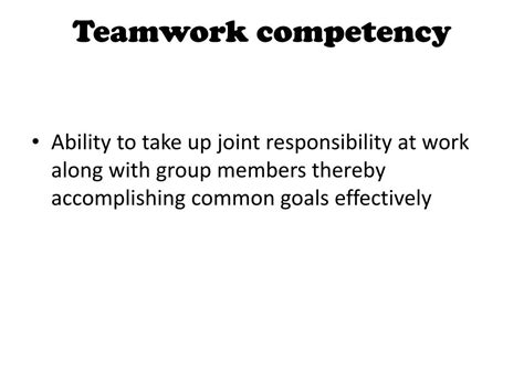 Teamwork Competency Examples