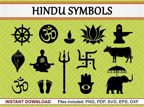 Hindu Symbols Set of 14 Commercial Use Clipart Trishul Om