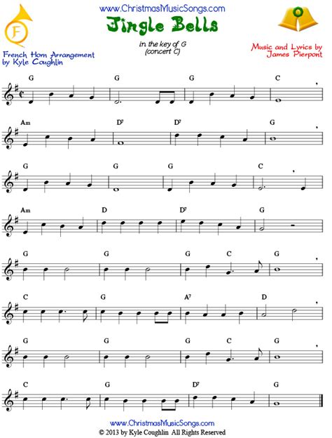 Jingle Bells for French horn - free sheet music