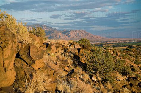 Rocky landscape near Albuquerque, New Mexico, USA - Stock Photo - Dissolve