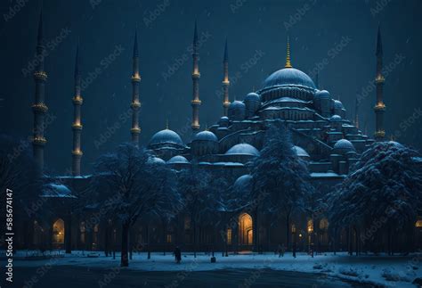 blue mosque, Beautiful Night View Blue mosque, Blue Mosque in Winter ...