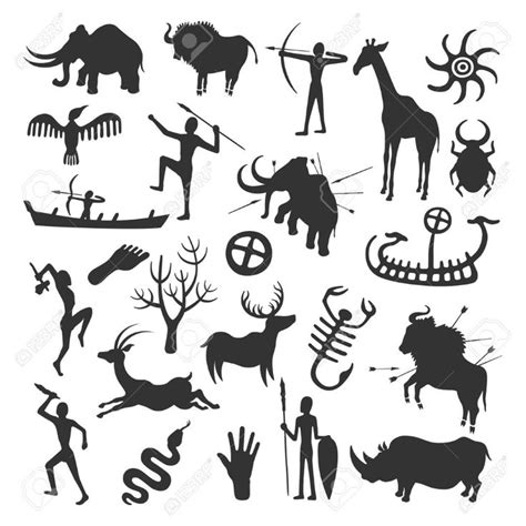 various silhouettes of animals and people