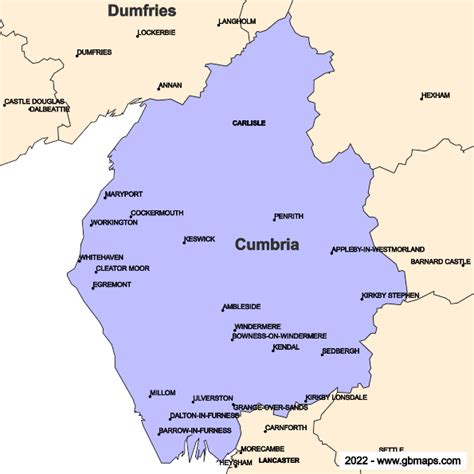 Cumbria County Boundaries Map