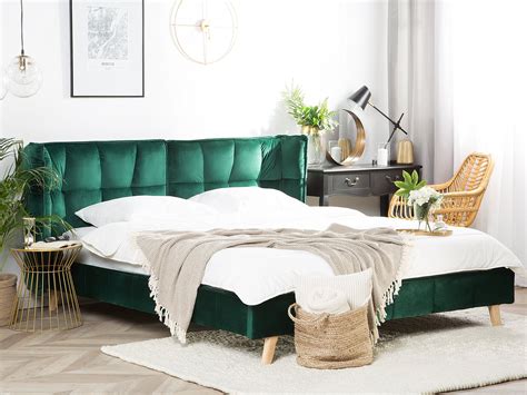 Glamour bedroom emerald green velvet bed. Green and gold interior ...