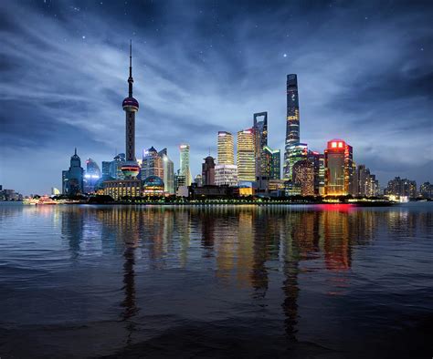 Night Cityscape of Shanghai, China city skyline Photograph by Anek ...