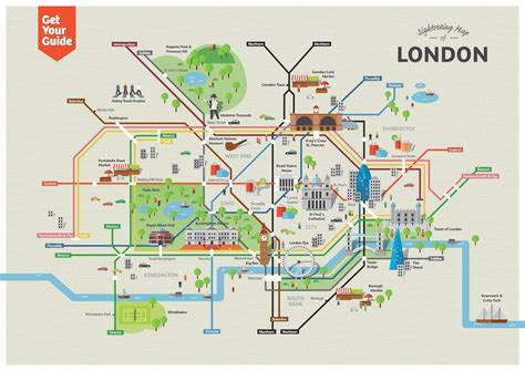 Map of London UK with Tourist Attractions - Best Tourist Places in the ...