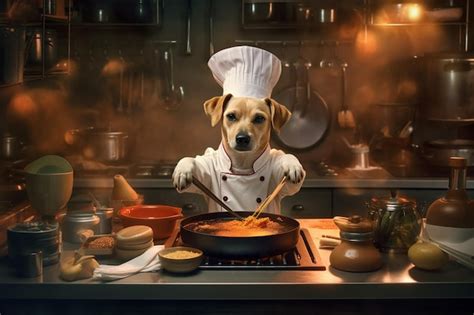 Premium AI Image | Chef dog cooking