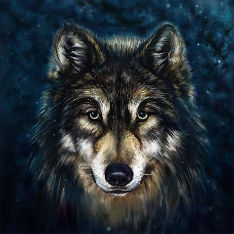 Wolf Head Painting by Marcin Moderski