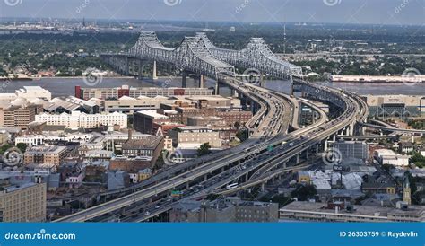 Mississippi River Bridge Aerial Stock Image - Image of mississippi ...