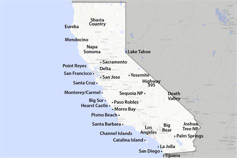 No California Map With Cities