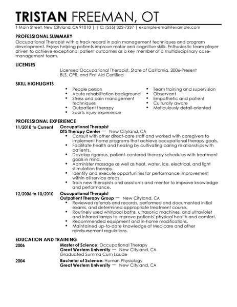 6 Great Occupational Therapist Resume Examples | LiveCareer