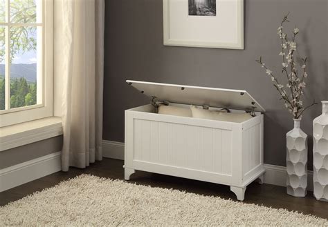 White Finish Toy Blanket Storage Chest Trunk Box Bench - Buy Online in ...