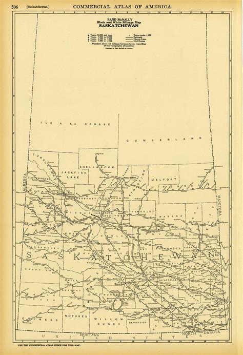 Black and White Mileage Map of Saskatchewan - Art Source International