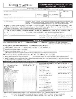 Tax-Deferred Annuity Or 401(a)/403(b) Thrift Plan WITHDRAWAL ... - Fill ...