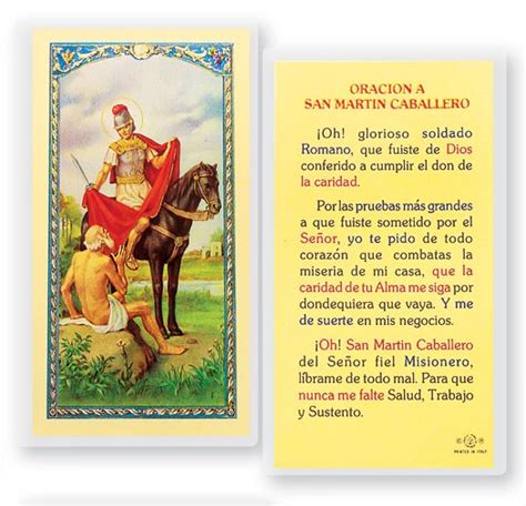 Oracion A San Martin Caballero Laminated Spanish Prayer Cards 25 Pack