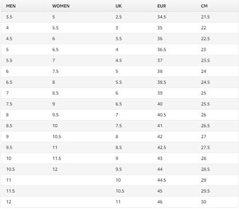 Vans Size Chart — Just For Sports