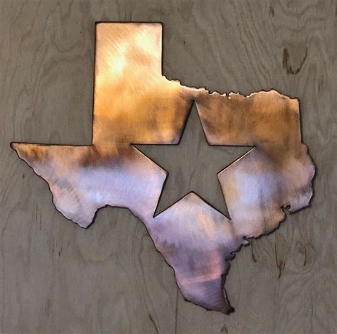 Texas With Star Wall Metal Art With Rustic Copper Finish Hanging - Etsy