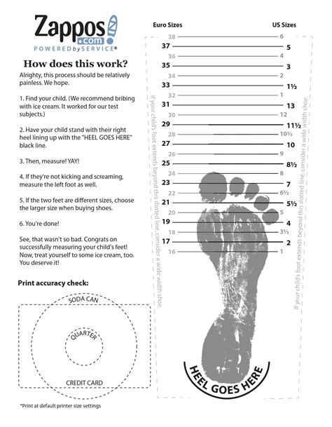 Shoe Size Chart Printable