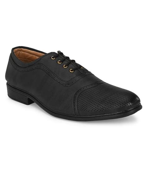 Luciano Derby Artificial Leather Black Formal Shoes Price in India- Buy ...