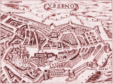 Antique plan of Urbino (1689) by Tommaso Luci. | Urbino, Old map ...