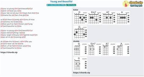 Chord: Young and Beautiful - tab, song lyric, sheet, guitar, ukulele ...