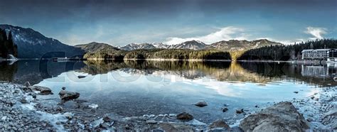 Eibsee lake winter panorama | Stock image | Colourbox