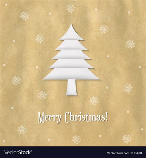 Christmas paper card with paper fir-tree Vector Image