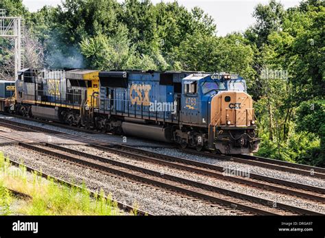 CSX Locomotives EMD SD70MAC No 4763 and GE CW44-6 No 677 on intermodal ...