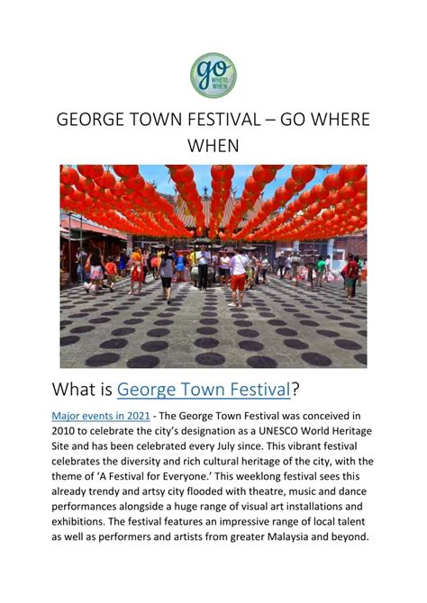 PPT - GEORGE TOWN FESTIVAL – GO WHERE WHEN PowerPoint Presentation ...