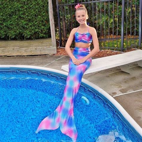 Girls Kids Mermaid Tail Swimmable Bikini Set Swimwear Swimsuit Swimming ...